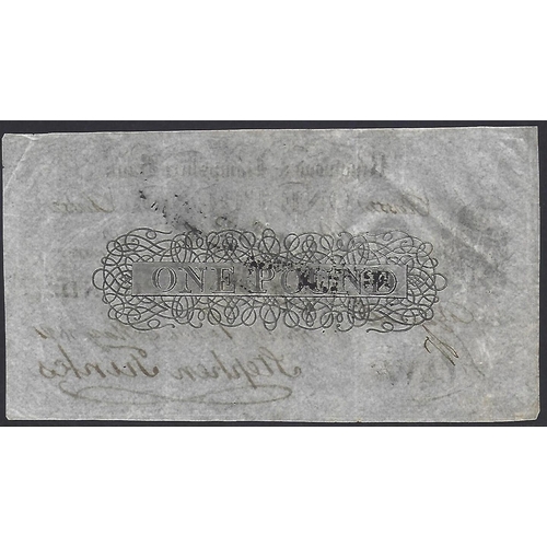 44 - GREAT BRITAIN, PROVINCIAL.  RINGWOOD & HAMPSHIRE BANK, 1 Pound, 1st May 1821, sign. Stephen Tunks, b... 
