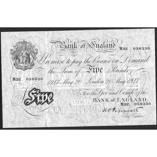63 - GREAT BRITAIN, BANK OF ENGLAND. 5 Pounds. London, 20th May 1947 (issued 1948), sign. K.O. PEPPIATT, ... 