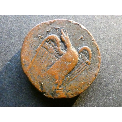 139 - GREEK.  Italy, Sicily, AE Hemilitron, 27mm, 21.32g, of Akragas, 425-406 BCE, obverse; [AKP]AΓANTINΩN... 