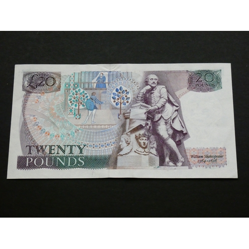 75 - GREAT BRITAIN, BANK OF ENGLAND.  20 Pounds.  Sign. SOMERSET, B351 (BE208c), serial number 07C 971092... 