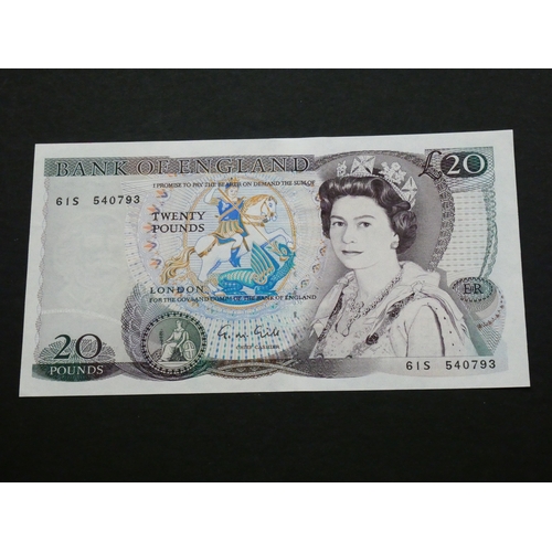 76 - GREAT BRITAIN, BANK OF ENGLAND.  20 Pounds.  Sign. GILL, B355 (BE209c), serial number 61S 540793, NE... 