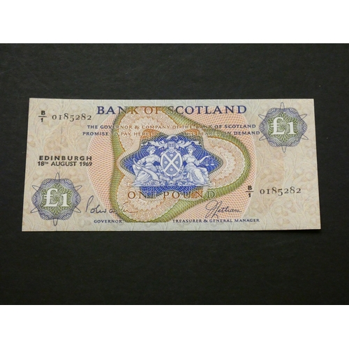 81 - SCOTLAND.  Bank of Scotland.  1 Pound, 18.8.1969, sign. Polwarth & Letham, BA111b (SC108, P-109b), p... 