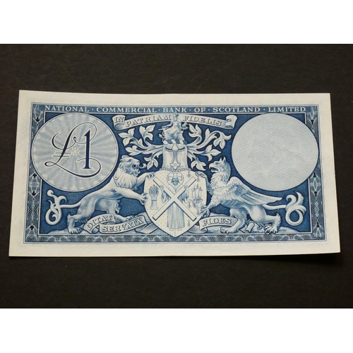 92 - SCOTLAND.  National Commercial Bank of Scotland.  1 Pound, 16.9.1959, sign. David Alexander, NC1 (SC... 
