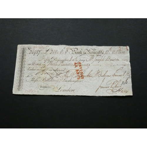 107 - BILL OF EXCHANGE.  BANK IN NEWCASTLE TO MESSRS BOLDEROS & LUSHINGTON, sight note of 50 days, 13th Oc... 