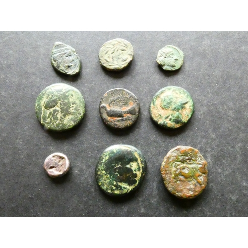 146 - GREEK.  Small collection, including silver Trihemiobol, 1.41g, of Kyzikos in Mysia, circa 480-450 BC... 