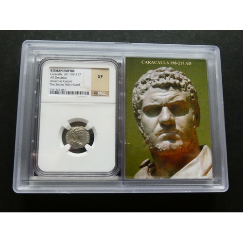 148 - ROMAN IMPERIAL.  Caracalla (198-217 CE), silver Denarius, issued 195-198 CE, as Caesar under Septimi... 