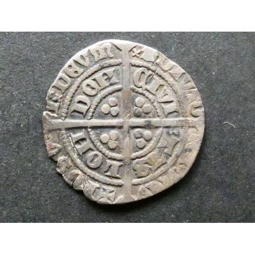 219 - ENGLAND.  Edward III (1327-1377), silver ½-Groat, 4th coinage, Treaty period, London mint, S-1620, F... 