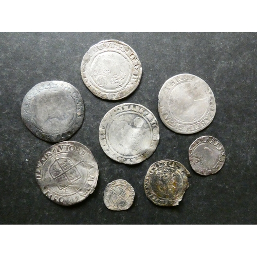 238 - ENGLAND.  Elizabeth I (1558-1603), various metal detector finds, including Sixpence (1562, 1563, 156... 