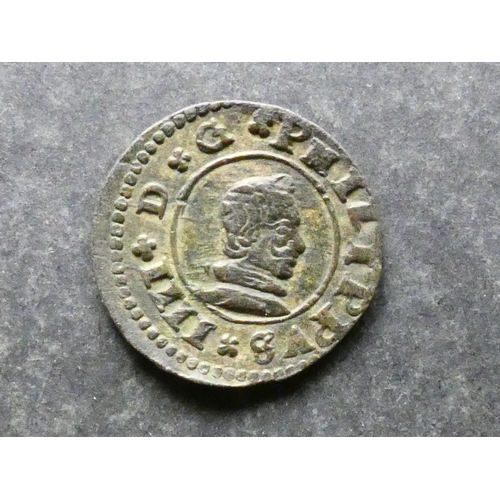 358 - SPAIN.  Philip IV (1621-1665), copper 16 Maravedis, 1661R, Seville mint, mintmark S, Calico#1288, Ca... 