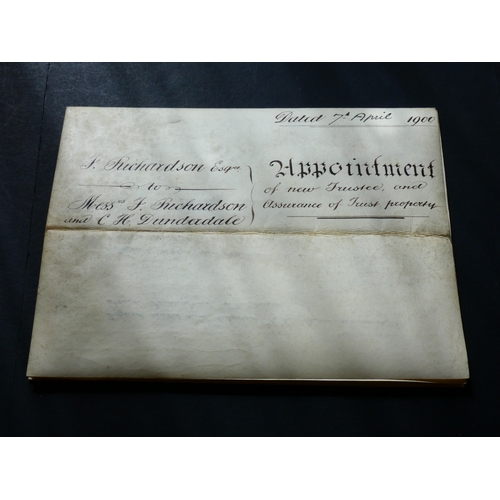 506 - PAPER EPHEMERA.  Various, including Indenture, 7th April 1900, between Louisa Eliza Dunderdale of Ch... 