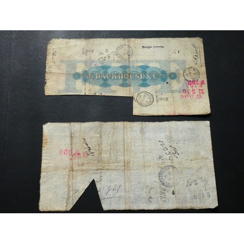 47 - GREAT BRITAIN, PROVINCIAL.  Various, including DURHAM BANK, Durham, 5 Pounds, 14th October 1884, cut... 