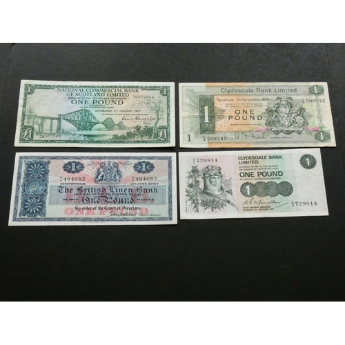 96 - SCOTLAND.  Various, including British Linen Bank, 1 Pound, 13.6.1967, BL71c (SC209, P-168), prefix R... 