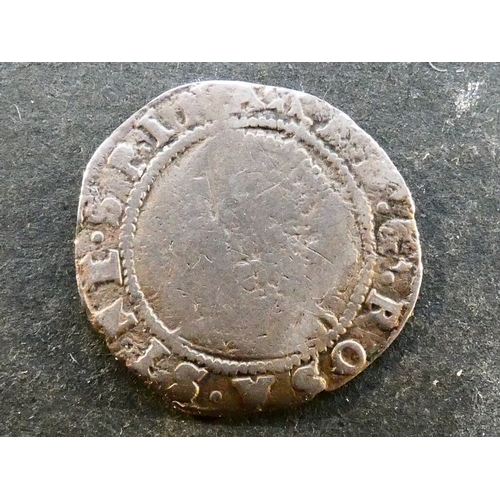 82 - ENGLAND. Elizabeth I (1558-1603), silver Half-Groat (Twopence), no date, sixth issue (1582-1600), ob... 