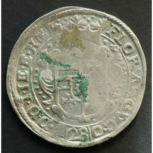 137 - GERMAN STATES. Jever. Silver 28 Stuber (1 Gulden), ND(1649-51), KM40, F+, but badly misaligned dies ... 