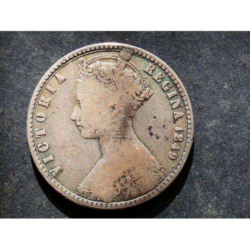 148 - UNITED KINGDOM.  Florin.  1849, w.w. behind bust, S-3890, VG