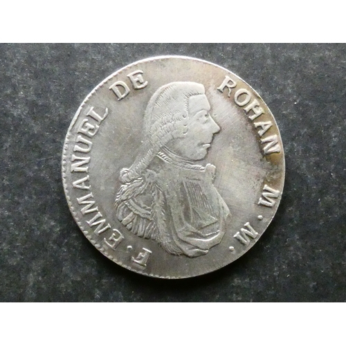 224 - MALTA.  Emmanuel de Rohan (1775-1797), silver 2 Scudi, 1796, KM343, Fine/F+, edge heavily filed, pro... 