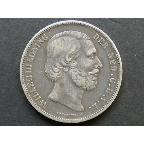 228 - NETHERLANDS. Kingdom, Willem III (1849-1890), silver 2½ Gulden, 1867, KM82, F/F+, ek.