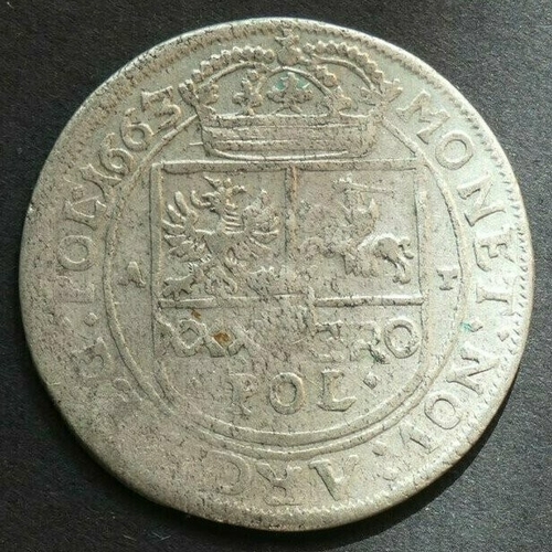 234 - POLAND. Kingdom, John II Casimir (1648-1668). silver Tympf (= 1 Gulden = 30 Groszy), 1663 AT, Krakow... 