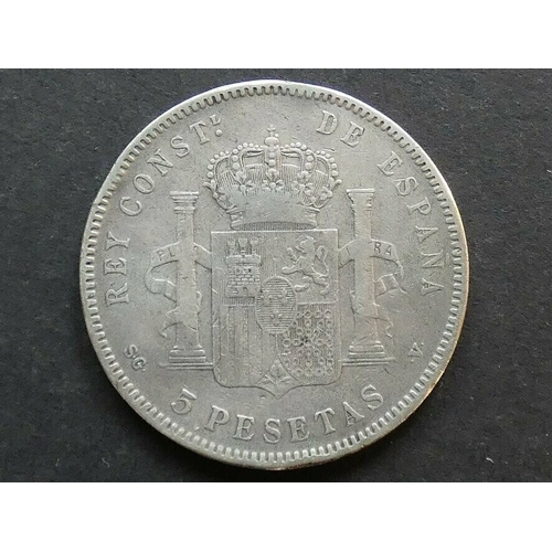 259 - SPAIN. Kingdom, Alfonso XIII (1886-1931), silver 5 Pesetas, 1898 (98) SG-V, Madrid mint, KM707, NF/V... 