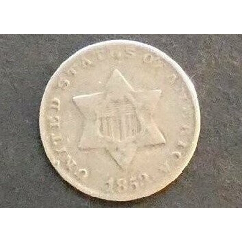 268 - UNITED STATES of AMERICA.  Republic, silver 3 Cents, 1853, KM75, NF