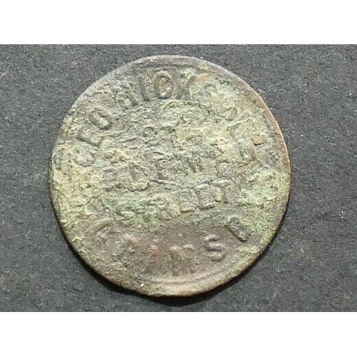 348 - UNOFFICIAL FARTHING.  Lincolnshire, Grimsby, ND(c.1870), Obverse; GEO. HICKSON 2 FREEMAN STREET GRIM... 