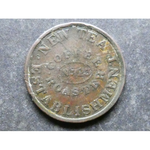 392 - INN & REFRESHMENT TOKENS.  Nottinghamshire, before 1872, obverse; S. FOWLER NOTTINGHAM, TOP OF LONG ... 