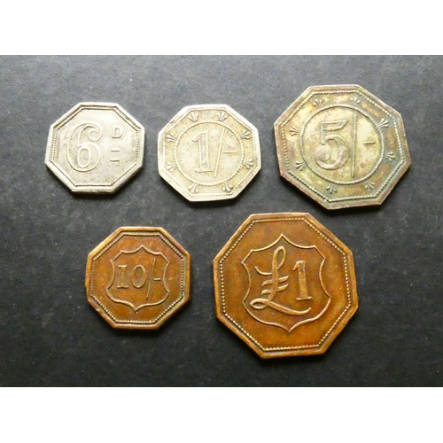 394 - INN & REFRESHMENT TOKENS.  Obverse; P.H.W.C., reverse; value 6d, together with similar, various valu... 