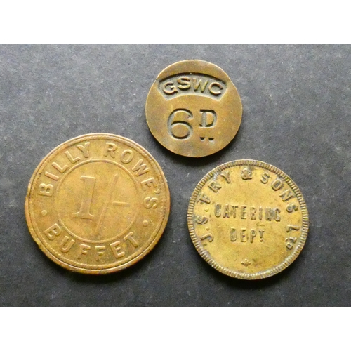 395 - INN & REFRESHMENT TOKENS.  Working Men's club, G.S.W.C., raised, within incuse segment, stamped 6D, ... 