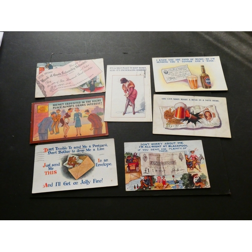 463 - POSTCARDS.  Small collection, varied, including advertising, humorous, military, etc, mostly coin or... 