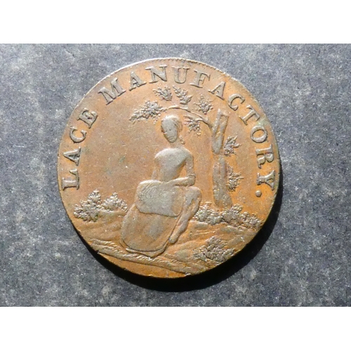 288 - TRADESMEN'S TOKEN, 18TH CENTURY.  Bedfordshire, Leighton Buzzard, Halfpenny, 1794, obverse; LACE MAN... 