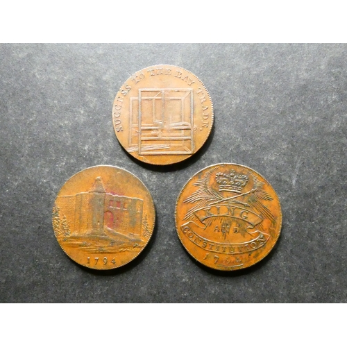 295 - TRADESMEN'S TOKEN, 18TH CENTURY.  Essex, 3x Halfpennies, including Chelmsford, 1794, D&H-4, together... 