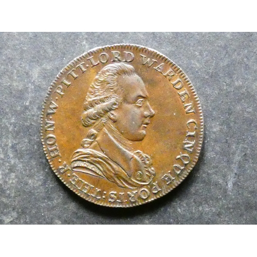 299 - TRADESMEN'S TOKEN, 18TH CENTURY.  Kent, Dover, Halfpenny, 1794, obverse; bust of Pitt right, reverse... 