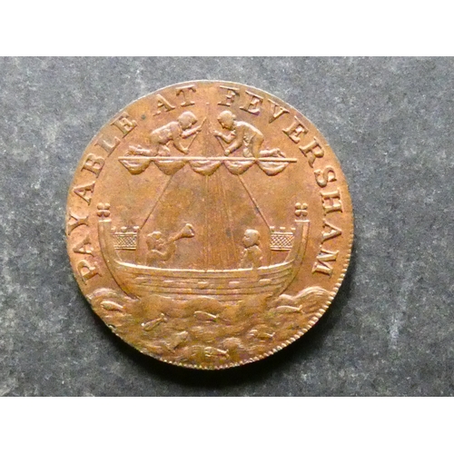 300 - TRADESMEN'S TOKEN, 18TH CENTURY.  Kent, Faversham, Halfpenny, 1794, obverse; an ancient sloop, rever... 