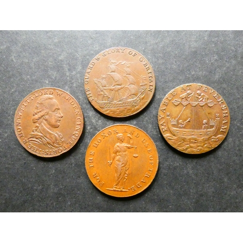 303 - TRADESMEN'S TOKENS, 18TH CENTURY.  Kent, 4x Halfpennies, including Deal, 1794, D&H-11, together with... 