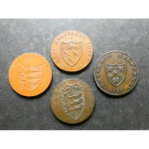 305 - TRADESMEN'S TOKENS, 18TH CENTURY.  Kent, 4x Halfpennies, including Hythe, 1794, D&H-31, together wit... 