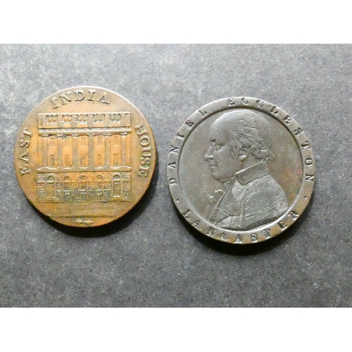 308 - TRADESMEN'S TOKENS, 18TH CENTURY.  Lancashire, 2x Halfpennies, including Lancaster, 1794, D&H-58, GF... 