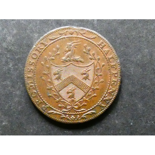 309 - TRADESMEN'S TOKEN, 18TH CENTURY.  Middlesex, Halfpenny, 1795, obverse; WILLIAM ALLEN, shield of arms... 