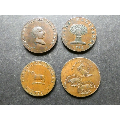 316 - TRADESMEN'S TOKENS, 18TH CENTURY.  Middlesex, 4x Halfpennies, including Bebbington's, ND, D&H-254, t... 