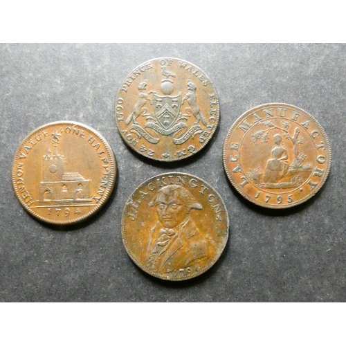 317 - TRADESMEN'S TOKENS, 18TH CENTURY.  Middlesex, 4x Halfpennies, including Hendon, David Garrick, 1794,... 