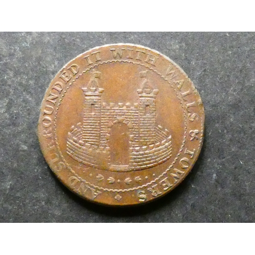 326 - TRADESMEN'S TOKEN, 18TH CENTURY.  Somerset, Bath, Halfpenny, ND, obverse; crowned bust facing to rig... 