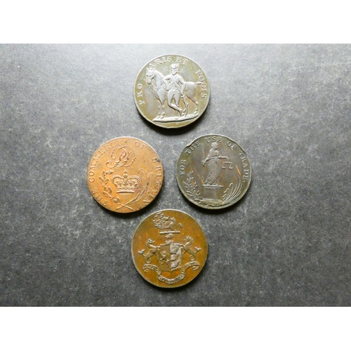 327 - TRADESMEN'S TOKENS, 18TH CENTURY.  Suffolk, Halfpennies x4, including Bungay, 1795, Prentice, Delf &... 