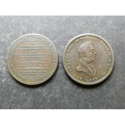 341 - TRADESMEN'S TOKENS, 19TH CENTURY.  London, 2x Halfpennies, including, Robert Warren, bust right, W-8... 