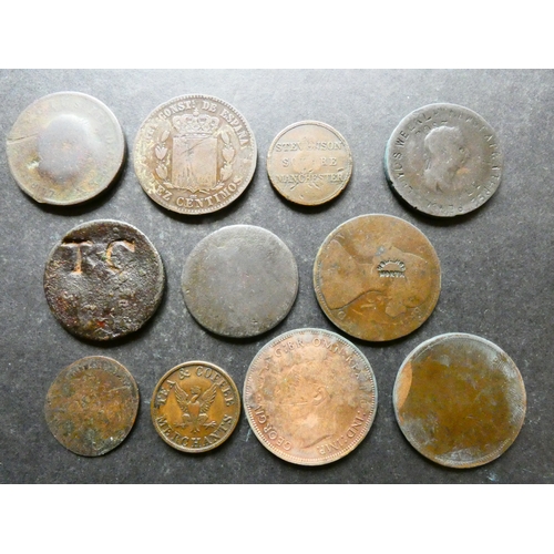 382 - COUNTERMARKED & ENGRAVED.  Various, including UK Penny, 1938, c/m GLADYS TICH GREEN, 7 NEW CROSS RD,... 