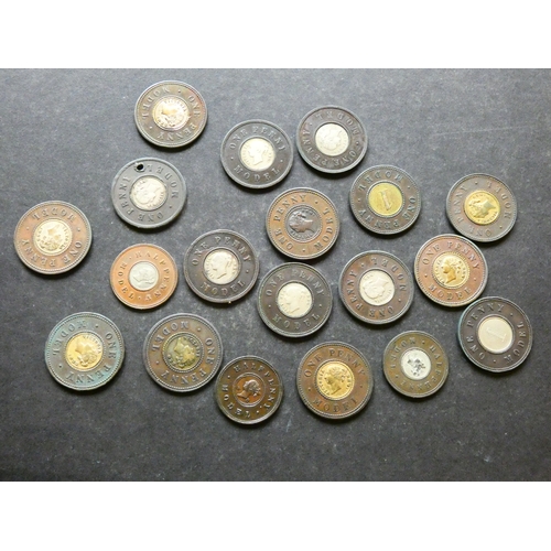 401 - TOY & MODEL MONEY.  Collection of pieces by J. Moore, including 16x Pennies; Rogers types 203a, 203b... 