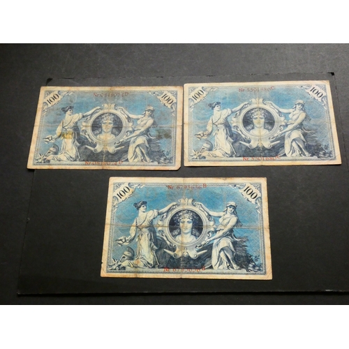 13 - GERMANY.  Empire, 100 Mark, 1.7.1898, P-20a, together with 100 Mark, 17.4.1903, and 100 Mark, 18.12.... 