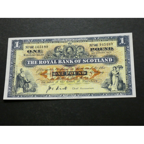 76 - SCOTLAND.  Royal Bank of Scotland.  1 Pound, 3.1.1955, sign. J.D.C. Dick, RB55g (SC802f, P-322), ser... 