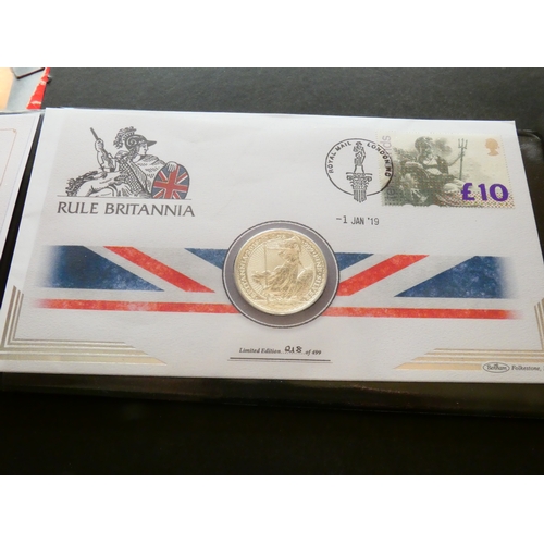 181 - UNITED KINGDOM.  2 Pounds.  2019, 1oz silver Britannia in philatelic cover, UNC