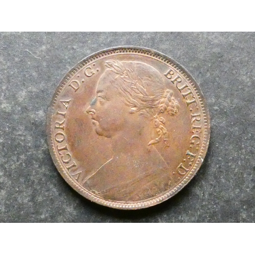 165 - UNITED KINGDOM.  Penny.  1890, S-3954, EF, trace original lustre.