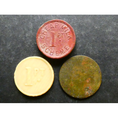 378 - CO-OP TOKENS.  Rotherham, 1 Pint, maker GILL & SON, SHEFFIELD, 24mm, brass, Rains-4, together with R... 