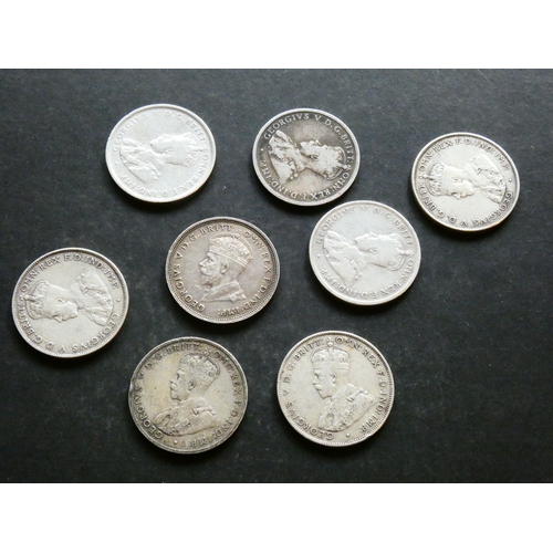 121 - AUSTRALIA.  George V (1910-1936), collection of silver Florins, including 1917M, 1924, 1925, 1927 Ar... 